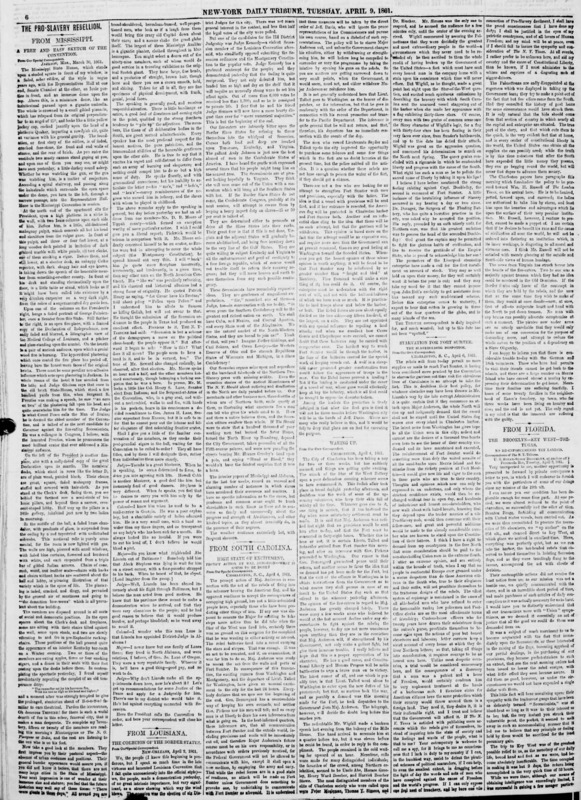 Albert Richardson's daily column "From Louisiana" in the New York Tribune.