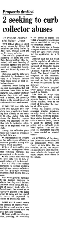 Task Force series by Pamela Zekman, William Crawford, William Gaines and Robert Unger on Bill Collectors.