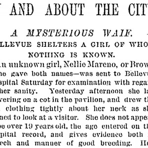 The New York World's competitors cover the story of the unknown waif -- actually the World's reporter Nellie Bly -- about to be committed to the women's insane asylum on Blackwell's Island.