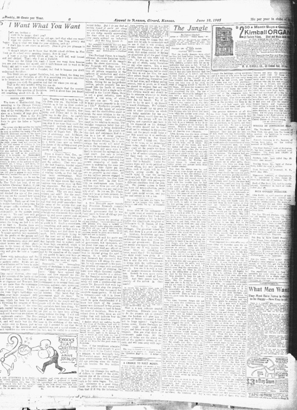 Chapter Twelve, concluded, in Upton Sinclair's original serial for Appeal to Reason, the unexpurgated version of what became "The Jungle."
