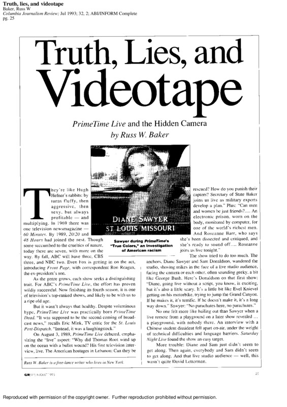 PrimeTime Live's use of hidden cameras is discussed.