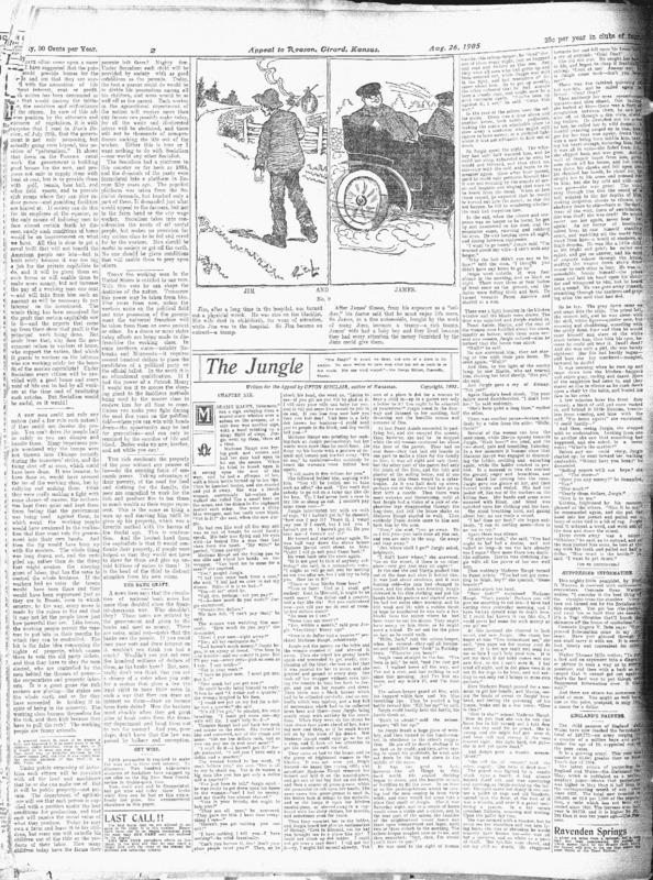 Chapter Nineteen in Upton Sinclair's original serial for Appeal to Reason, the unexpurgated version of what became "The Jungle."