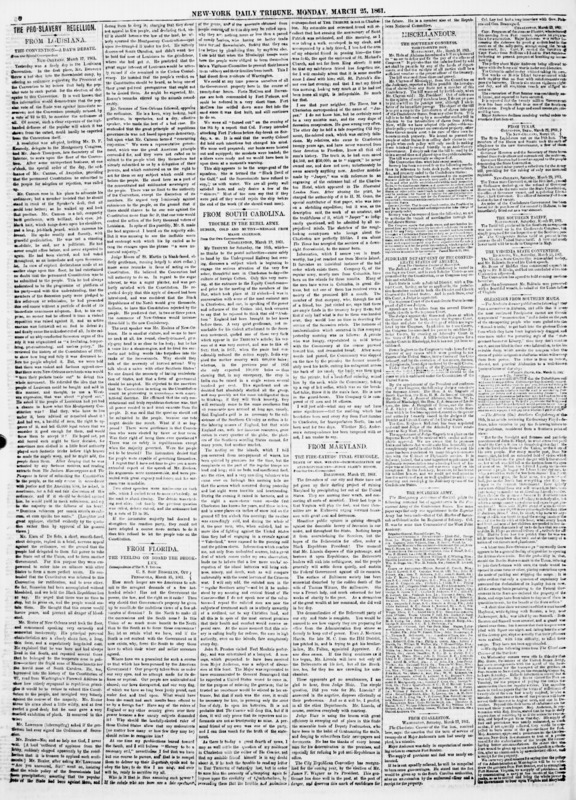 Albert Richardson's daily column "From Louisiana" in the New York Tribune.