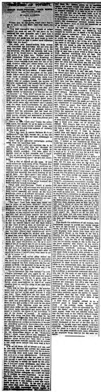 New York Tribune article titled, "A Fashionable Dressmaker." Written by Helen Campbell as part of her series, "Prisoners of Poverty: Women wage-workers, their trades and their lives."