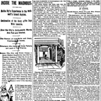 Nellie Bly's article "Inside the Madhouse," written for The New York World in 1887.