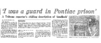 Reporter William Recktenwald went undercover to Pontiac state prison to review its conditions.