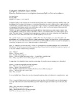 NBC Dateline article titled, "To Catch a Predator: Dangers children face online." Worked on by Chris Hansen.